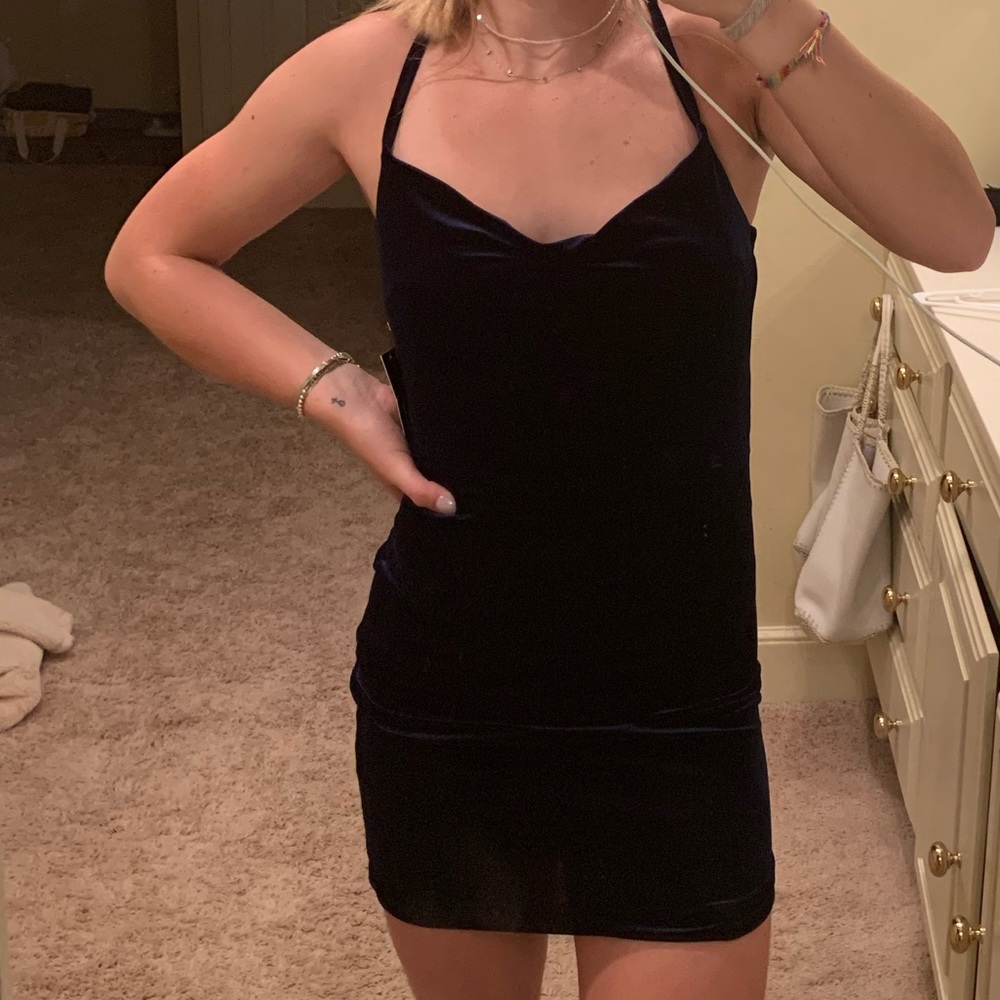 scoop-neck velvet mini-dress